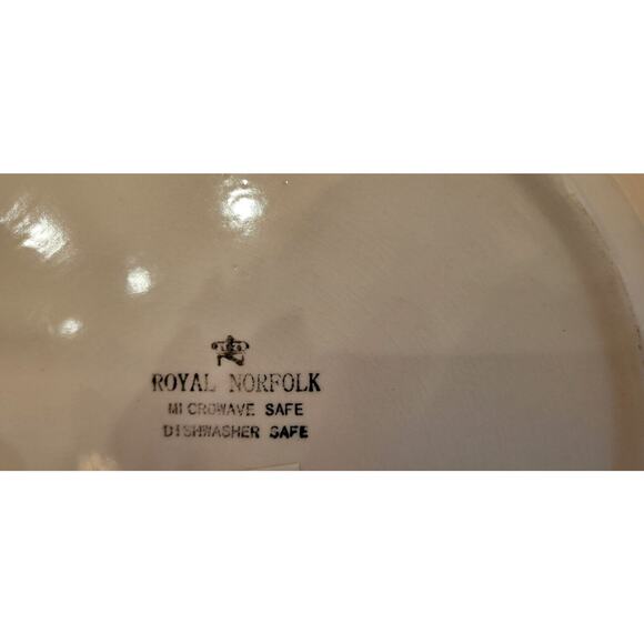 Royal Norfolk Floral Handpainted Stoneware Dinner Plates Set Of 2 Blue Org 10.5 - Picture 8 of 10